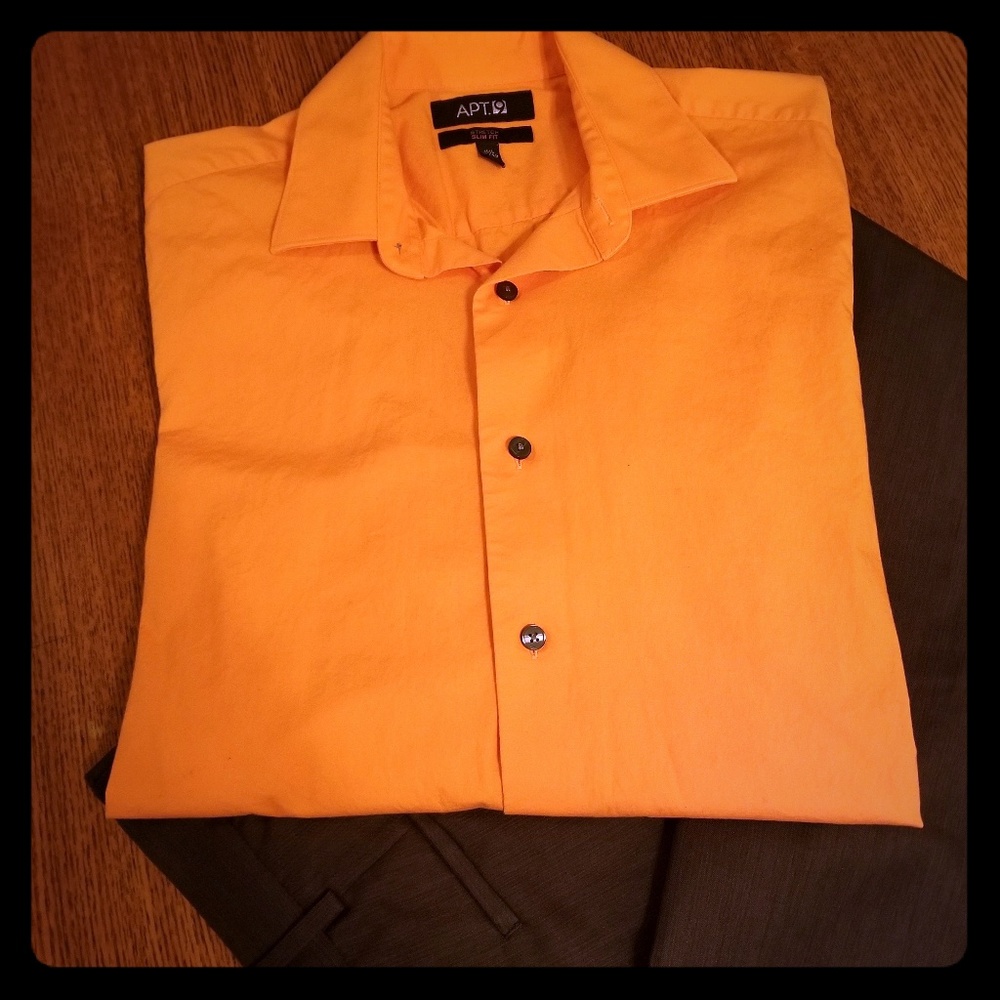 Mens Orange Button Down
